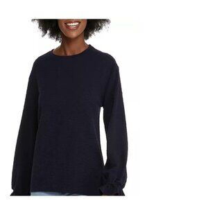 Sharagano Solid Cinched Wrist Hacci Knit Top Size Medium